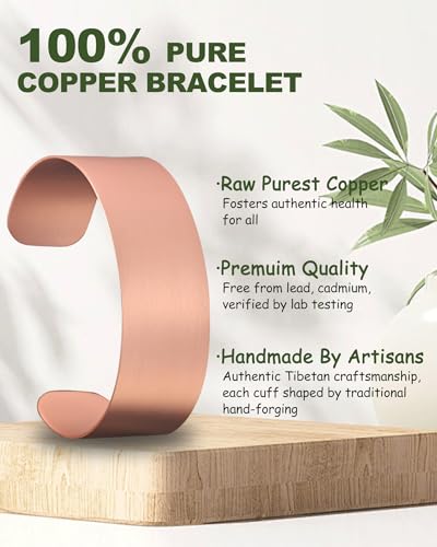 MagEnergy Copper Bracelets for Women, 100% Pure Handmade Copper Cuff Bracelets, Uncoated Solid Raw Bangles Bracelet, Adjustable2