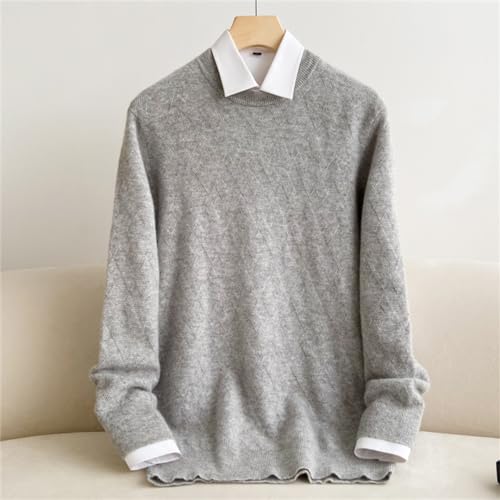 Men 100% Solid Cashmere Neck Solid Color Pullover Round Retro Cold Proof Blouse Sweater2