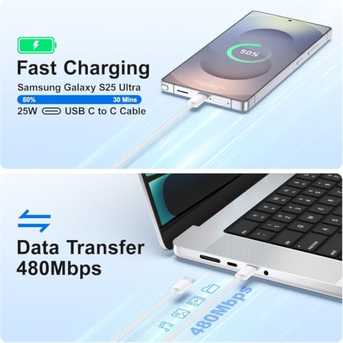Image of (BIS-Certified) 25W Type-C Adapter with Cable Charger Compatible with Samsung Galaxy S25, S24, S23, S22, S21(Ultra /Fe), M35, M36, M16, M06, M05, M56, A55 5G, A35 5G, A15, F15, F14 (Z /S /A /M /F Series)