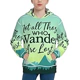 BERMEIZ Not All Those Who Wander Are Lost 1 Print Kid Hoodies Boys Youth Sweatshirts Girls Pullover with Pocket Black