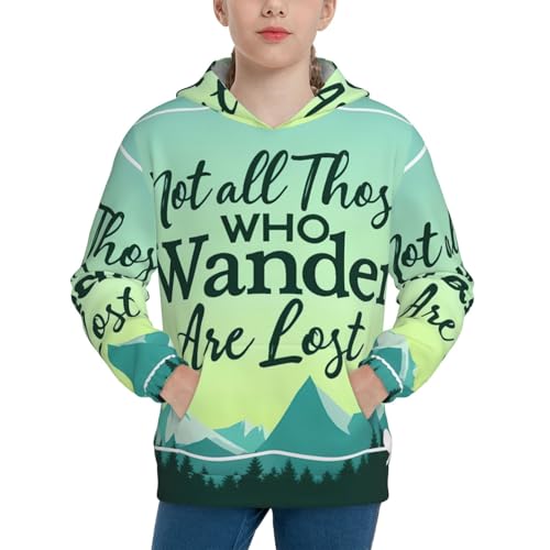 BERMEIZ Not All Those Who Wander Are Lost 1 Print Kid Hoodies Boys Youth Sweatshirts Girls Pullover with Pocket Black