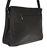 Faux Leather Handbag / Shoulder Bag with 7 Zip Compartments & Double Zip Top (BLACK) #2