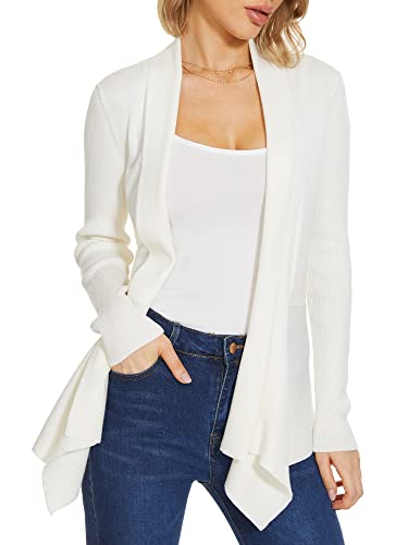 Image of INKOFF Womens Draped Front Cardigan Sweaters Long Sleeve Waterfall Irregular Hem Cardigans Lighweight
