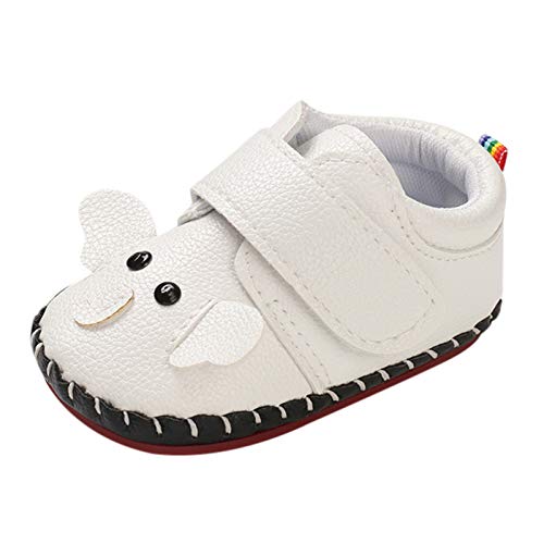 Unisex Girls Boys Cartoon Soft Sole Cotton Shoes 0-18 Months Toddler Baby Hook and Loop First Walking Shoes White