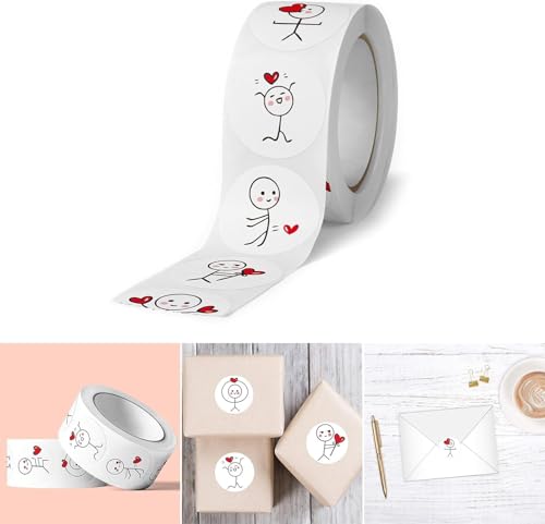 Image of Alokik Enterprise 500 Pcs Cute Cartoon Heart Watercolor Stickers, Round Decorative Adhesive Sticker for Small Business Wedding Supplies Packing Sticker Gift Wrap (1 x Decorative Sticker Roll)