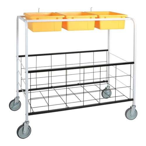 Kaplan Early Learning Mobile Metal Frame Ball Cart on Wheels for Easy Mobility and Baskets for Storage