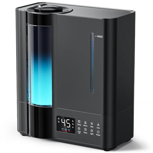 AROEVE 8L Humidificateur d'Air Chambre, Nebbia Chaude & Froide Grande Pièce, Remplissage Supérieur, Diffuseur Arômes, Capteur Humidité, 60H/25dB Silencieux...