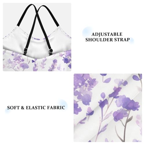 KLL Lavender Field Girls 1 Piecing Swimsuits Beach Swimming Suits Adjustable Shoulder Strap Cute3