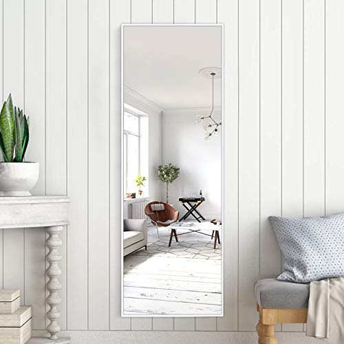 Neutype Full Length Mirror Dressing Mirror 65"X22" Large Rectangle Bedroom Floor Standing Mirror Wall-Mounted Mirror Standing Hanging Or Leaning Against Wall Aluminum Alloy Thin Frame (Silver) #TOP2