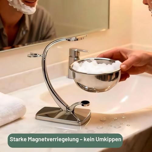Foto von GRUTTI Rasierhobel Ständer,Deluxe Chrome Rasierständer mit Schüssel