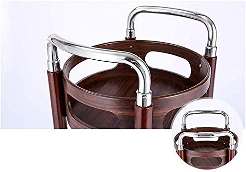 Carro de Almacenamiento con Ruedas - Carro utilitario de Madera de 2 Niveles con asa Redonda y barandilla de protección para Cocina y Bebidas, diseño Que Ahorra Espacio.