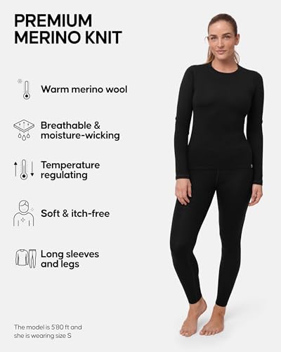 DANISH ENDURANCE Merino Wool Base Layer Set Women, Top and Bottom Set, Thermal Underwear for Womens, Tights, Long Sleeve2