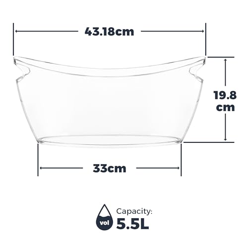 Clear Ice Buckets for Parties 3 Pack, 5.5L Clear Beverage Tub w/Handles & Scoops, Drink Buckets for Parties, Acrylic Beverage Tub, Mimosa Bar Supplies for Sparkling Wine Champagne Beer Drinks - Image 4