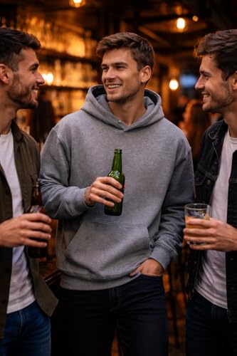 Image of Maydear Men's Pullover Hoodie Casual Long Sleeve Hooded Sweatshirt Basic Fleece Hoodie with Pocket-Grey