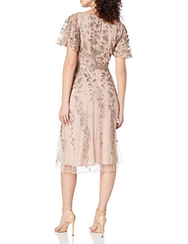 Image of Alex Evenings Women's Tea Length Dress with Rosette Detail