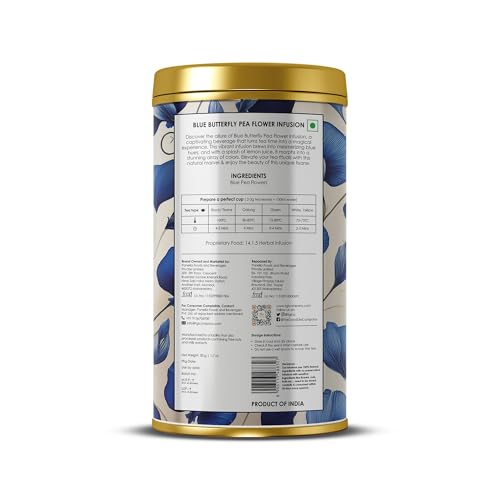Image of TGL Co. Blue Pea Flower Tea - 50g Tin | 100% Natural Butterfly Pea Tea | Caffeine-Free | Herbal Blue Tea for Detox, Sleep & Skin | Enjoy Hot or Iced