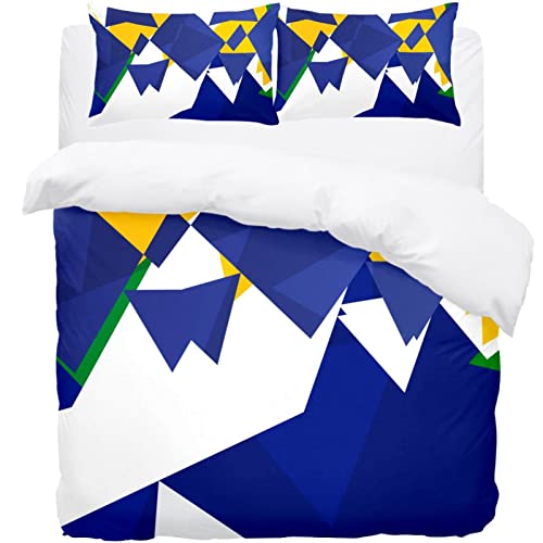 Housse de couette bleu motif géométrique abstrait avec parure de lit simple 3 pièces