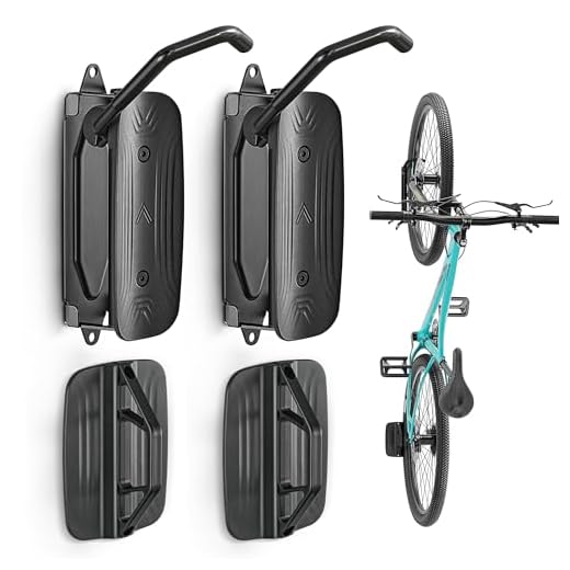 monTEK Swivel Bike Wall Mount, Bike Hangers for Garage, Space-Saving Vertical Bike Rack, Sturdy Bike Storage Rack Holds Up to 66lbs, Easy to Install, 2 Pack