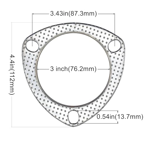 Image of 3 Inch Exhaust Gasket 3-Bolt 76.2mm Flange High Temperature Graphite w /Fire Ring Replacement 2 Pcs