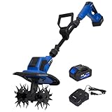 BILT HARD 20V Cordless Tiller Cultivator, 8-inch Wide Battery Powered Garden Cultivator, 300RPM Electric Tiller for Lawn, Gardening, Soil Cultivation (4.0AH Battery and Charger Included)