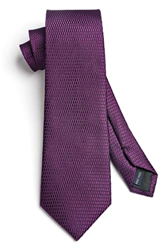 Image of HISDERN Ties for Men Solid Houndstooth Neckties Handkerchief Formal Business Tie & Pocket Square Set Wedding Party