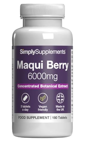 Maqui Berry Supplement 6000mg | with Vitamin C | Supports Immune Function & Reduces Fatigue | Vegan & Vegetarian Friendly | 180 Tablets = 2-Month Supply | GMP Certified and UK Made