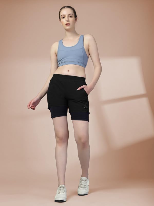 Image of CHKOKKO Gym Shorts for Women Workout Sports Running Quick Dry Fit Double Layer Inner Compression with Pockets Breathable Lightweight Wear