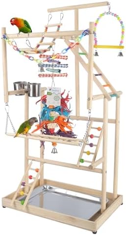 Curated visual reference: Visual Reference: Large Parrot Playground 4 Layers Bird Playground Cockatiel Wood Perch
