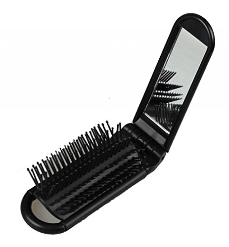 LOUISE MAELYS Portable Folding Hair Brush with Mirror Compact Pocket Hair Comb for Travel Gift Idea