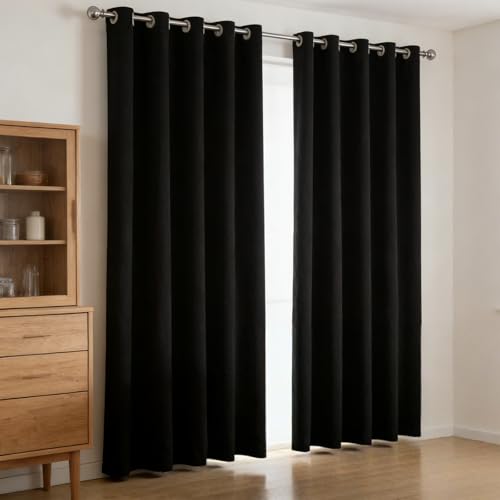 Rideaux opaque bloquer lumiere thermique isolant 215x130 noir - 2