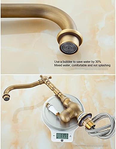 Sink for Bar Farmhouse Commercial, Kitchen 360 Swivel Retro Mixer Fash Antique Faucet, Copper Hot and Cold Basin Tap