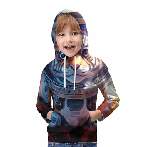 Sweat à capuche enfant tigre astronaute pull cadeau original 9-11 ans