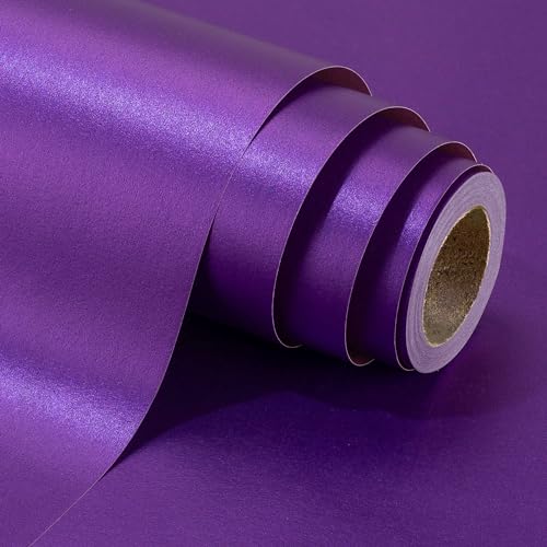 Shimmer Metallic Purple Wrapping Paper - 17 Inches X 16.5 Feet - Solid Color Pearly-lustre Purple Gift Wrap Paper for Birthday Valentines Day Wedding Halloween Mothers Day Christmas Anniversary