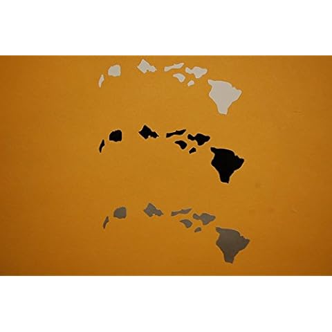 Five Star Graphics Hawaiian Islands Sticker Vinyl Decal (3 Pack!) 3" White, Black, Silver Hang Loose Roots HI Aloha Car Window Laptop (V210X3) Cover