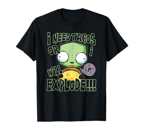 Invader Zim I Need Tacos Or I Will Explode!!! Retro Gir Logo T-Shirt