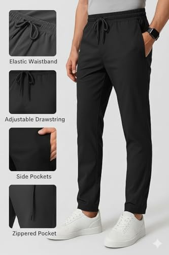 Image of Men's Sports Track Pants /Joggers - Pack of 1 Soft & Breathable Lower | Black & Gray Colors | M to 2XL Size for Athletic & Daily Use