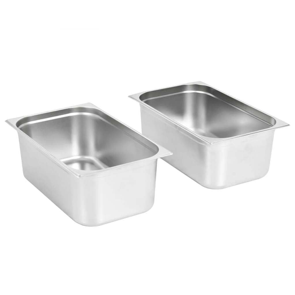 Set di 2 contenitori per gastronorm, GN 1/1, in acciaio inox, profondità 200 mm, contenitori da cucina professionali per bagno marie e scaldavivande, 28 litri