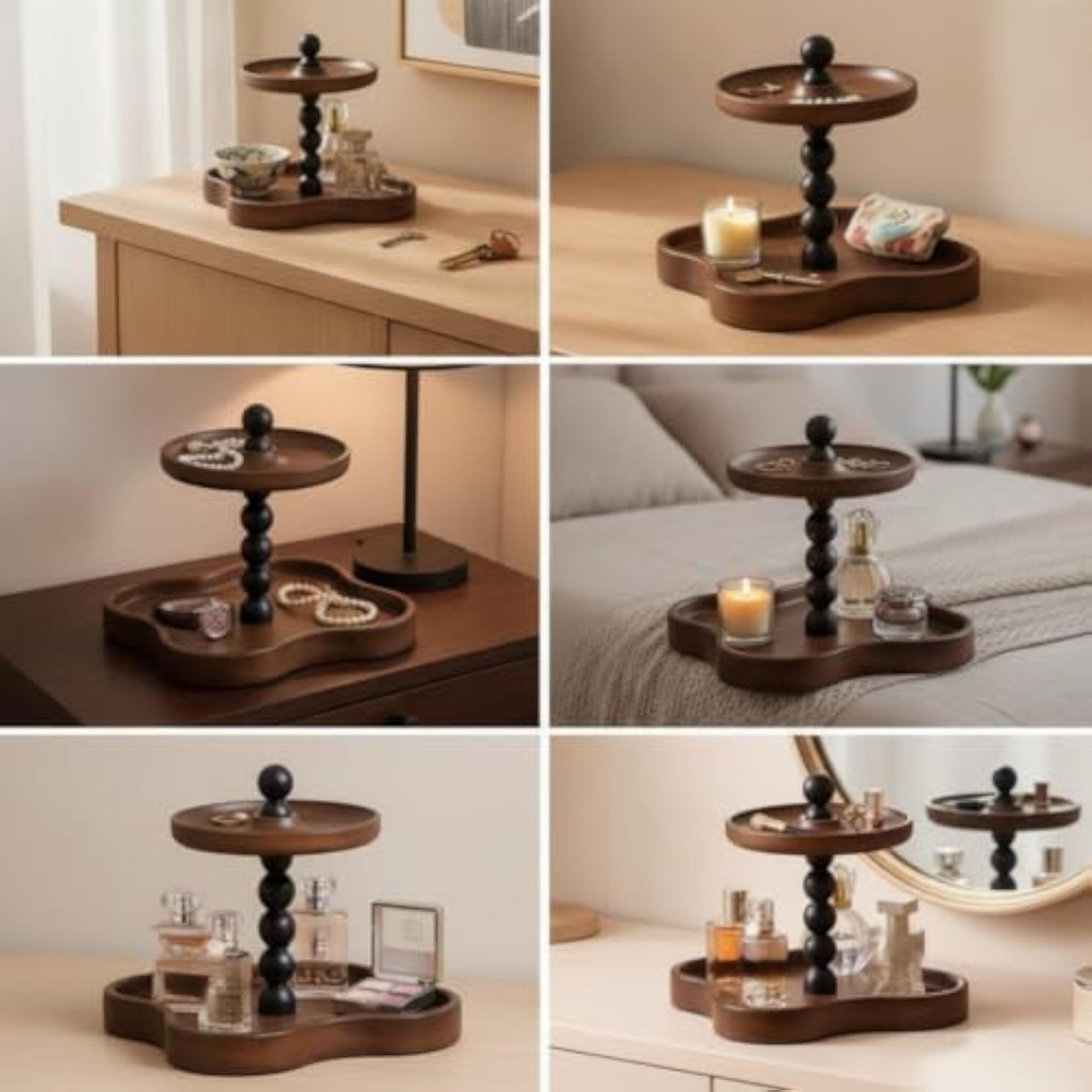 Vintage-Inspired Wooden Two-Tier Tray