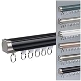 Generisch Verstellbares Vorhangschienensystem, 27–236 Zoll (2,3–19,7 Fuß) Raumteiler-Set, Schiebe- und Wandmontage mit geräuschlosen Rollen, Weiß, 7,9 Fuß/240 cm, ideal für Zuhause und Büro