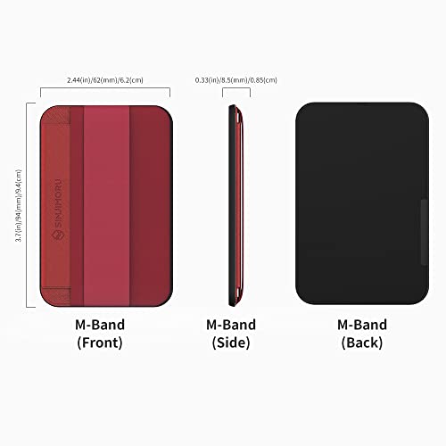Sinjimoru Soft Wool Band Grip Phone Wallet for MagSafe, Magnetic Phone Card Holder for Back of Cell Phone Case with Hand Finger Holder Compatible with iPhone 14 13 12 Series. M-Band Red - Thumbnail 6