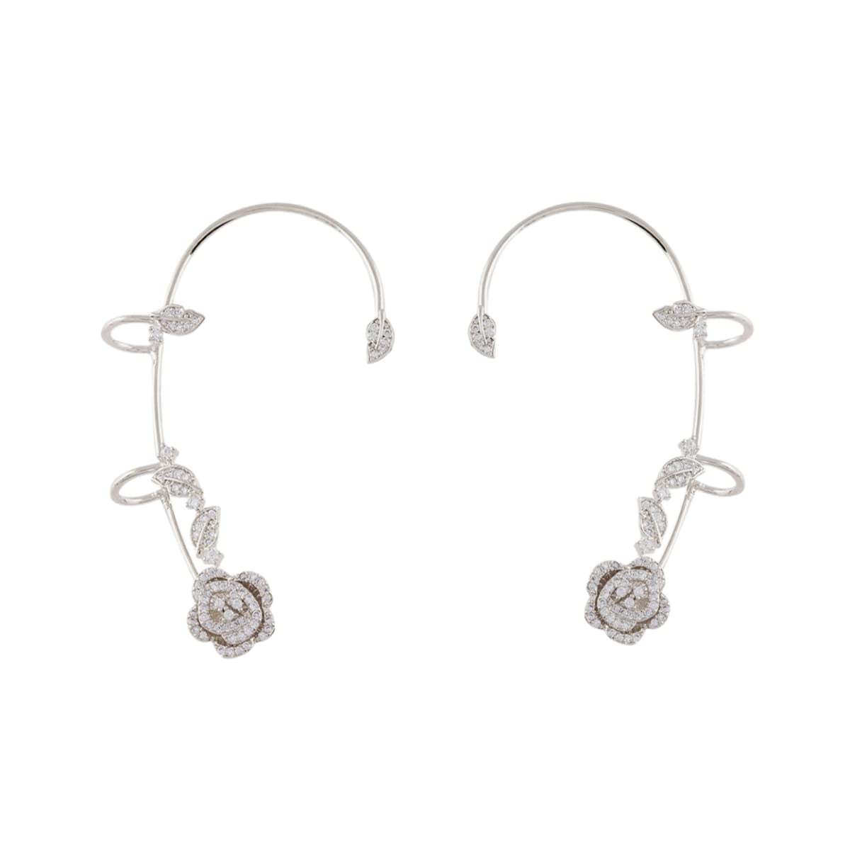 2PCS Women's Clip-On Earrings Hook Without Pierced Rose Flower Ear Bone Clip Ear Clip Butterfly