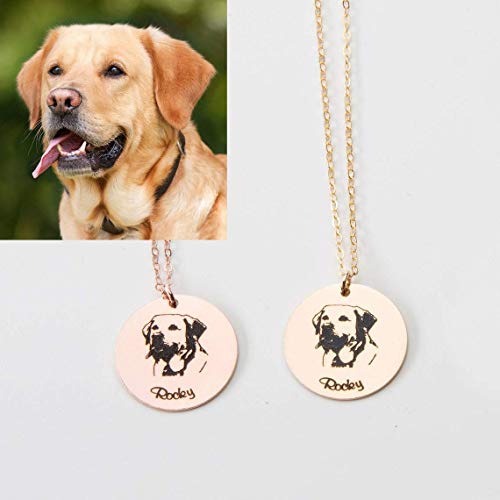 Custom Dog Portrait Necklace, Personalized Pet Photo Jewelry, Engraved Dog Cat, Memorial Loss, Pet Lover, Animal Adoption, Birthday Gift (CG362N_34).
