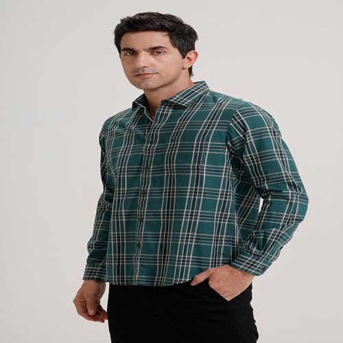 Image of BASICS 100% Cotton Checked Shirt for Men | Slim Fit | Everyday Smart Casual Wear | Full Sleeve
