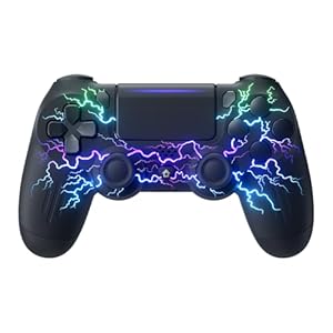 ECHTPower Wireless Controller für PS-4, RGB Controller mit Dual Vibration, 1000mAh Akku, 6-Achsen, Touchpanel, Audiobuchse, Screenshot, Gamepad kompatibel mit PS-4/Pro/Slim/PC-Leiterplatte Design
