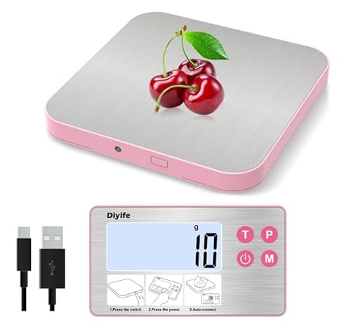 33lb Rechargeable Kitchen Scale, Diyife 304 Stainless Steel Food Scale