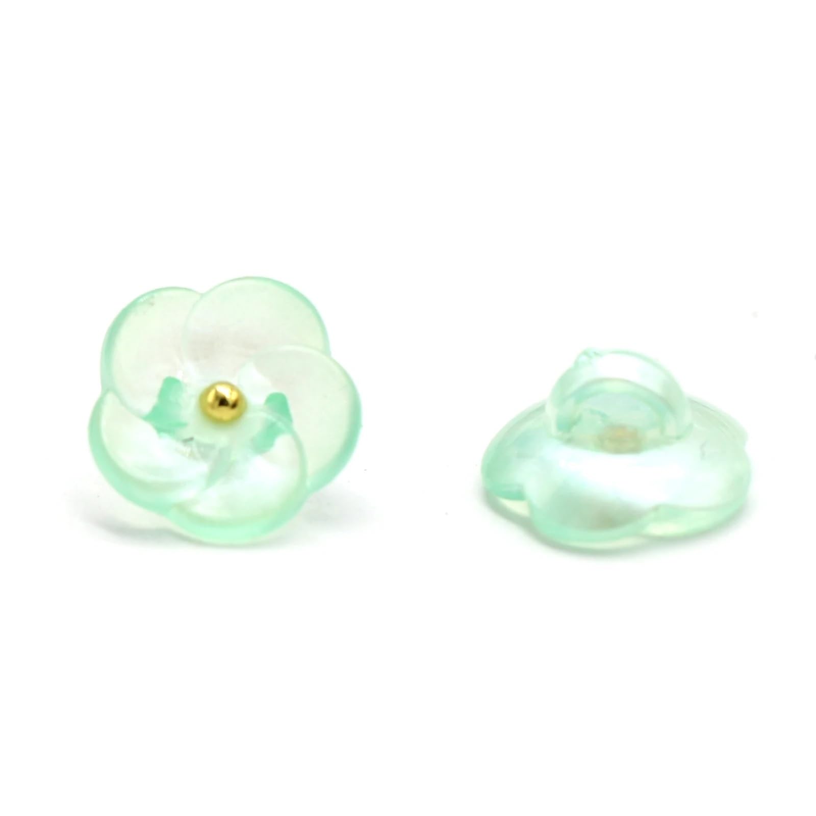botones, Botones De Vástago Con Forma Flor Resina 11 Mm, Multicolor, Paquete 30(Green)