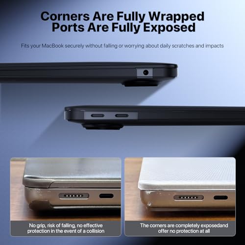 Image of Compatible for MacBook Air 13 inch Case 2020 2019 2018, A2337 M1 A2179 A1932, Same as Bare Device, Sturdy Plastic Protective Hard Shell Cover for MacBook Air 13.3 inch Case - Space Black Clear