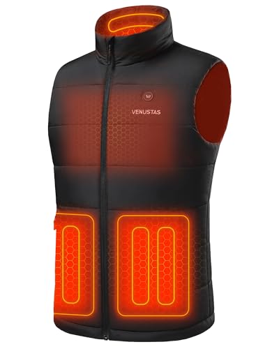 Venustas Mens Heated Vest 9V USB-C Heated Vest Compatible with Most USB-C Output Power Banks (Battery Not Included)
