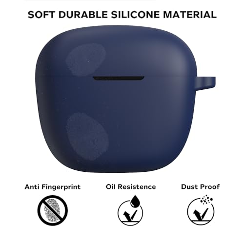 Image of Sounce Earphone Case Cover Compatible for Boat Airdopes 113, Soft Silicone Skin Case Cover Shock-Absorbing Protective Case with Keychain [Front LED Visible](Blue)
