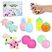 Pwsap Boîte Amusante de 12 Paquets de balles Anti-Stress et Anti-anxiété, Licornes à Presser, Balle étirée hérisson Lumineuse, balles Squish aux Fruits